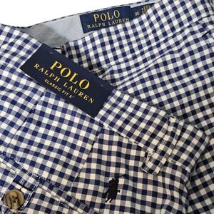NEW RALPH LAUREN POLO Men Gingham Check CHECKER LINKS F/GOLF SHORTS 35 Blue $115